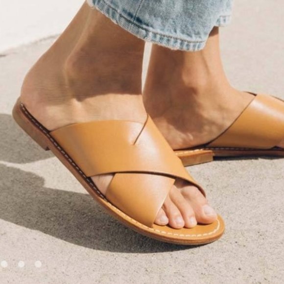 Soludos Shoes - Soludos Paros Slide Sandal - Tan Leather